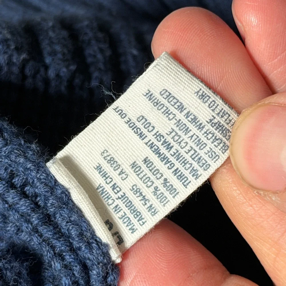 American Eagle Outfitters Men Blue Ribbed Mock‎ Neck Button Up Sweater Large